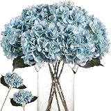Kisflower 6Pcs Hortensia de Seda Flores Artificiales Hortensia Realista Ramo de Flores para la Fiesta de Bodas Oficina Decoración para el hogar (Azul)
