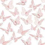 UCLEVER Mariposas 3D doradas metalizadas, 48 piezas, 4 estilos, 3 tamaños, decoraciones doradas, mariposas para fiestas de cumpleaños y fiestas (rosa)