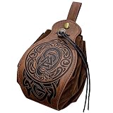 Cinturón Medieval Bolsa,Vikingo de imitación de Cuero de la Bolsa de la Moneda marrón de cordón portátil Dados Renacimiento Larp Bolsa de Cintura para el Tiro con Arco Cospaly