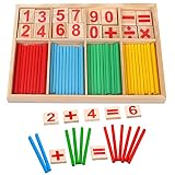 Juguetes Montessori Matematica,Colorido Bloques y Palos de Conteo de Madera