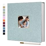 Vienrose Álbum Fotos Autoadhesivo, 28x27 cm, 40 páginas, Turquesa | Álbum de Fotos de Lino,Bebé Cumpleanos Recuerdos Boda Aniversario Familiares con Bolígrafo Metálico