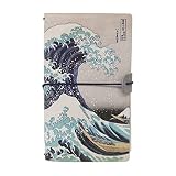 Grupo Erik Cuaderno de viaje Hokusai Ola de Kanagawa | Diario de viaje Recargable, Travel Journal de Cuero sintético, Regalo Mujer, 2 cuadernos en el interior (19,6x12 cm)