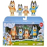 BLUEY and Family: Bingo, Bandit and Chilli 4 Figure Pack Articulated Character Action Figures 2.5 Inches Official Collectable Toy