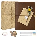 Vienrose Album Fotos Scrapbook, 30 Hojas, 60 Páginas, Papel Kraft, Marrón | Libro de Recuerdos DIY, Tapa de Piel Sintética, Set de Suministros Vintage para Scrapbooking, Bodas, Pareja y Familias