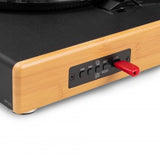 Gira-discos vintage RP335BB com colunas de bambu
